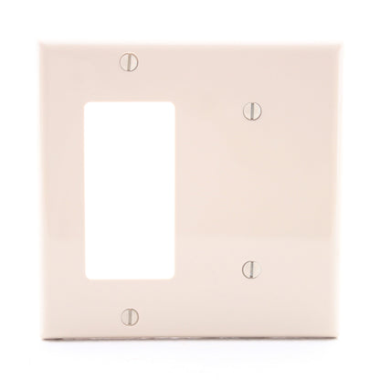 Leviton 80708-I Ivory 2-Gang Blank Decora Unbreakable Wallplate Cover StrapMount