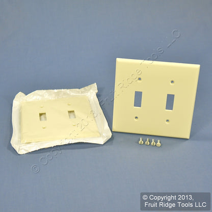 Leviton 80709-A Almond 2-Gang Toggle Switch Unbreakable Nylon Wallplates 2pcs