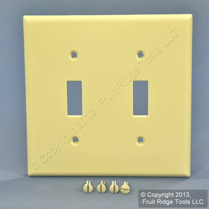 Leviton 80709-A Almond 2-Gang Toggle Switch Unbreakable Nylon Wallplates 2pcs