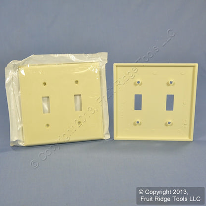 Leviton 80709-A Almond 2-Gang Toggle Switch Unbreakable Nylon Wallplates 2pcs