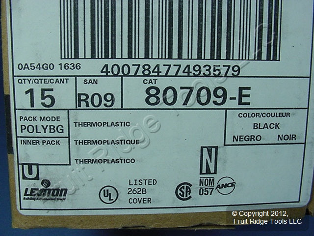 Leviton 80709-E Black 2-Gang Toggle Switch Unbreakable Nylon Wallplates 15pcs