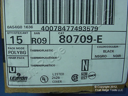 Leviton 80709-E Black 2-Gang Toggle Switch Unbreakable Nylon Wallplates 15pcs