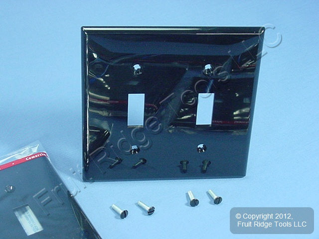 Leviton 80709-E Black 2-Gang Toggle Switch Unbreakable Nylon Wallplates 15pcs
