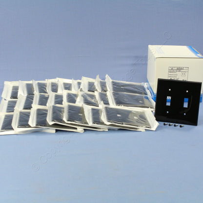 Leviton 80709-E Black 2-Gang Toggle Switch Unbreakable Nylon Wallplates 25pcs