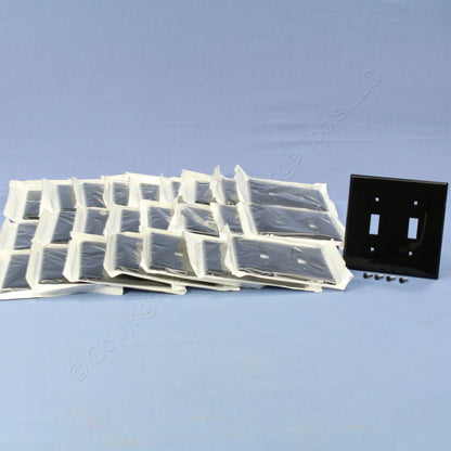 Leviton 80709-E Black 2-Gang Toggle Switch Unbreakable Nylon Wallplates 25pcs