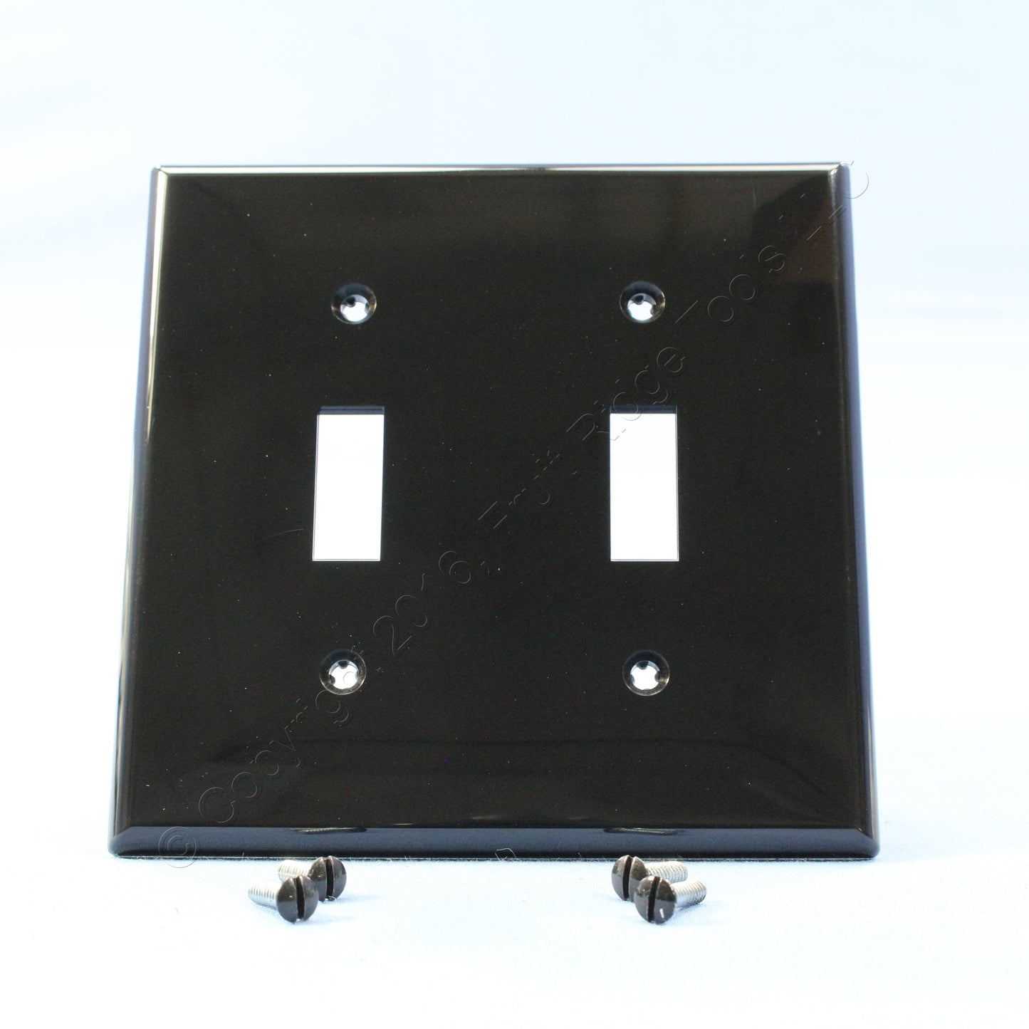 Leviton 80709-E Black 2-Gang Toggle Switch Unbreakable Nylon Wallplates 25pcs