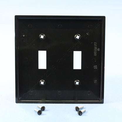 Leviton 80709-E Black 2-Gang Toggle Switch Unbreakable Nylon Wallplates 25pcs