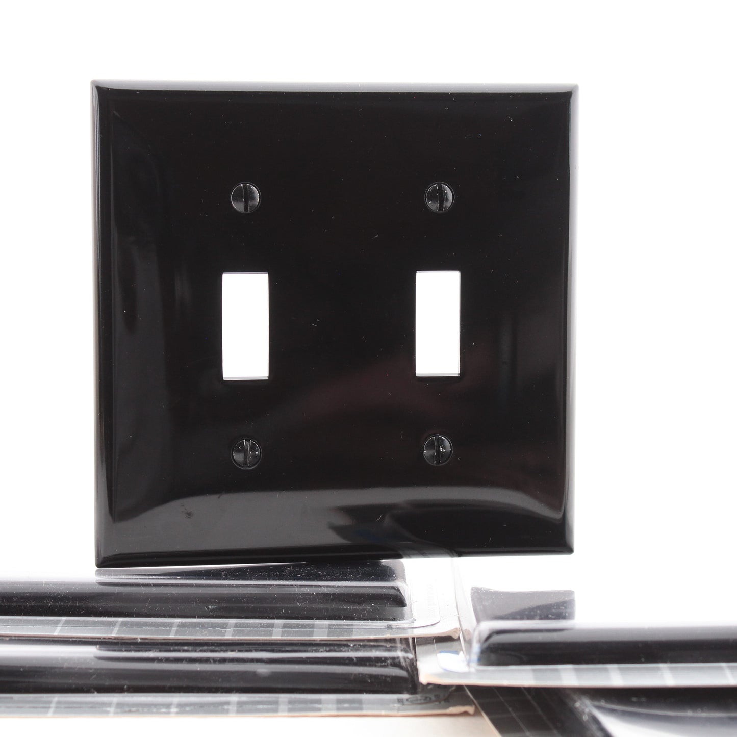 Leviton 80709-E Black 2-Gang Toggle Unbreakable Standard Wallplate Cover 5pcs