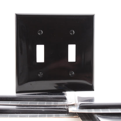 Leviton 80709-E Black 2-Gang Toggle Unbreakable Standard Wallplate Cover 5pcs
