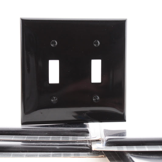 Leviton 80709-E Black 2-Gang Toggle Unbreakable Standard Wallplate Cover 5pcs