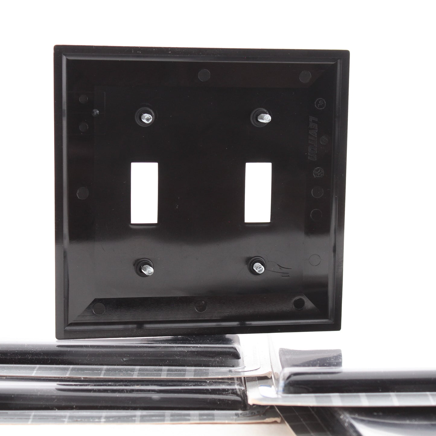 Leviton 80709-E Black 2-Gang Toggle Unbreakable Standard Wallplate Cover 5pcs