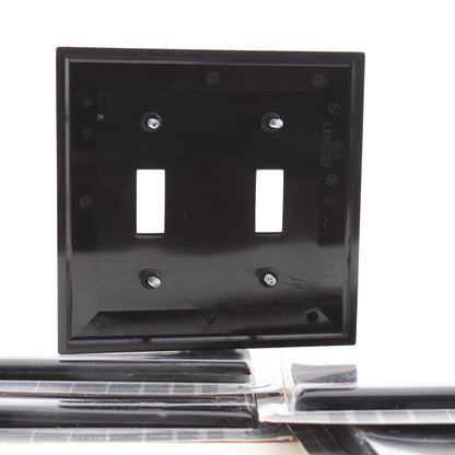 Leviton 80709-E Black 2-Gang Toggle Unbreakable Standard Wallplate Cover 5pcs