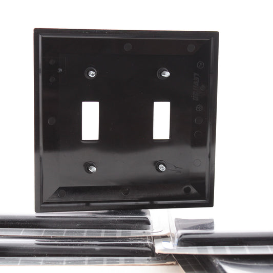 Leviton 80709-E Black 2-Gang Toggle Unbreakable Standard Wallplate Cover 5pcs