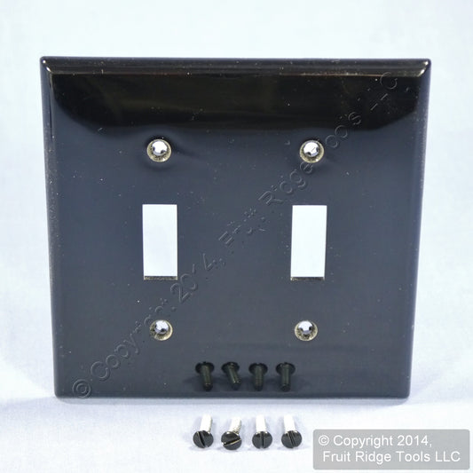 Leviton 80709-E Black 2-Gang Toggle Unbreakable Nylon Standard Wallplate Cover