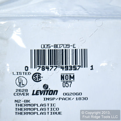 Leviton 80709-E Black 2-Gang Toggle Unbreakable Standard Wallplate Cover 2pcs