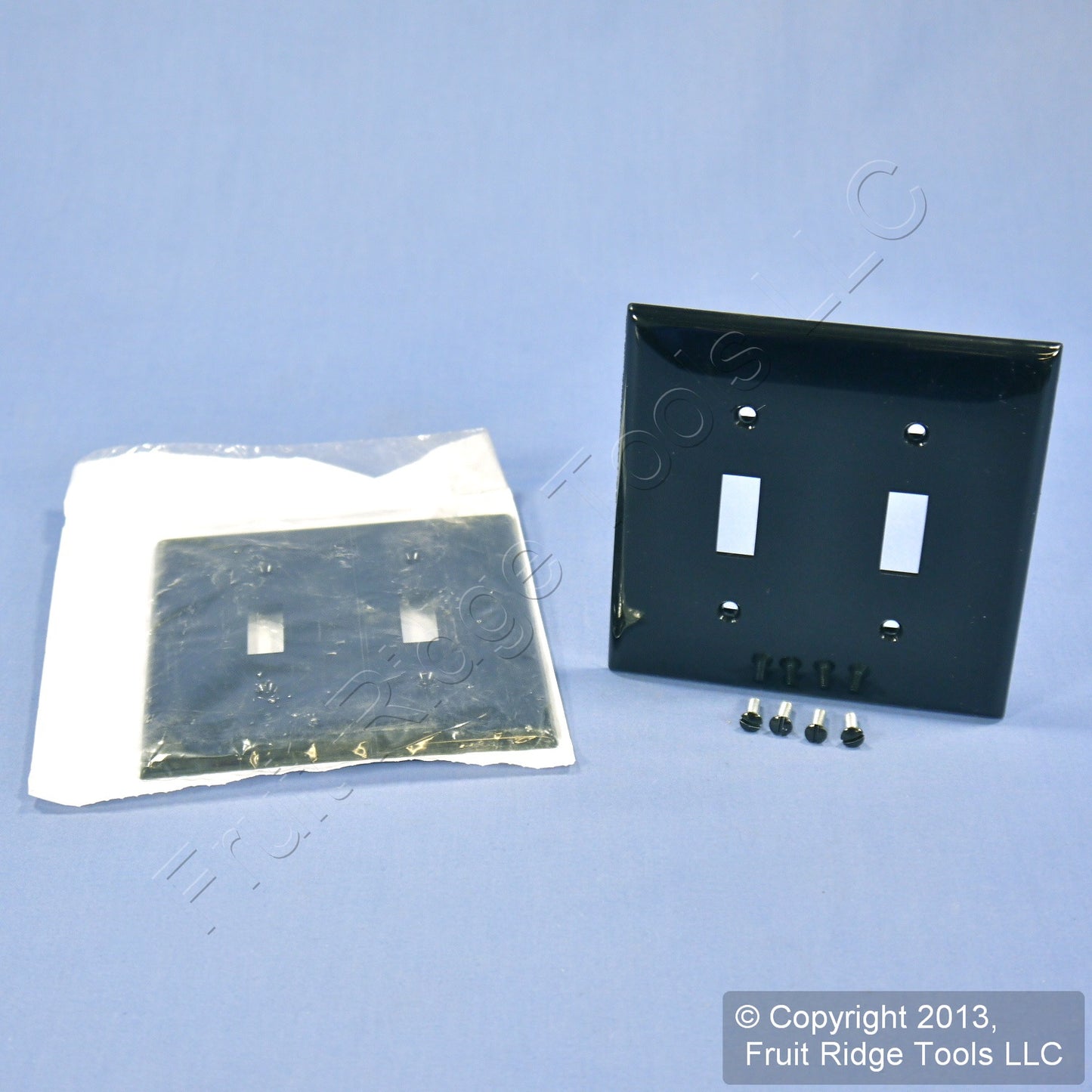 Leviton 80709-E Black 2-Gang Toggle Unbreakable Standard Wallplate Cover 2pcs