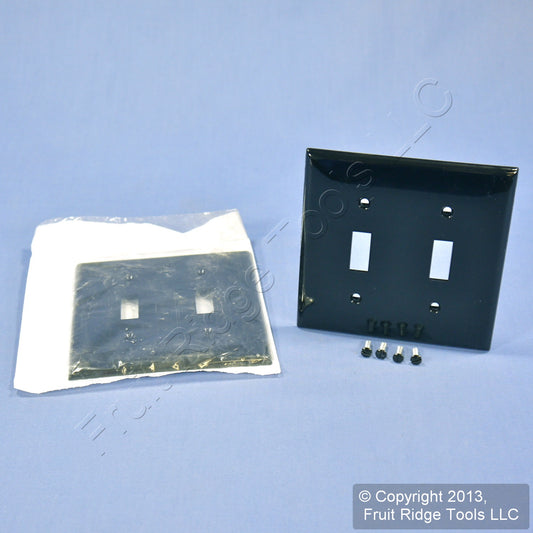 Leviton 80709-E Black 2-Gang Toggle Unbreakable Standard Wallplate Cover 2pcs