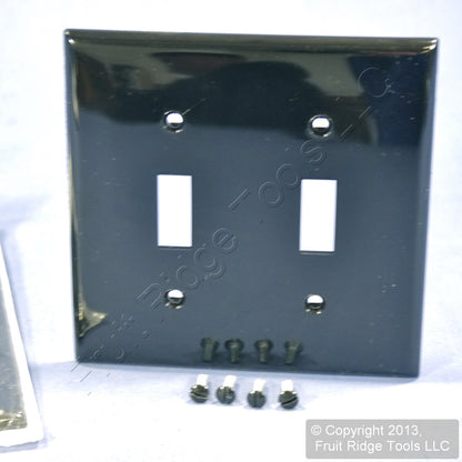 Leviton 80709-E Black 2-Gang Toggle Unbreakable Standard Wallplate Cover 2pcs