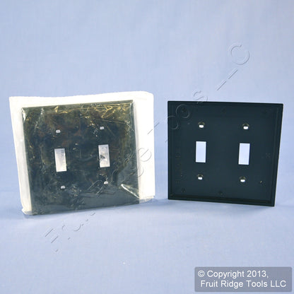 Leviton 80709-E Black 2-Gang Toggle Unbreakable Standard Wallplate Cover 2pcs