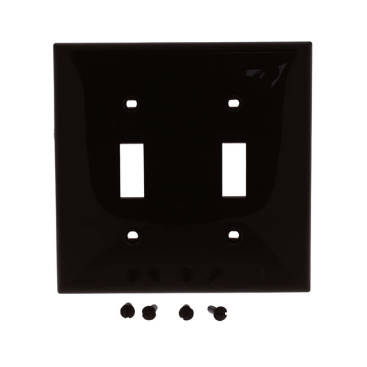Leviton 80709 Brown 2-Gang Toggle Switch Unbreakable Nylon Standard Wallplate