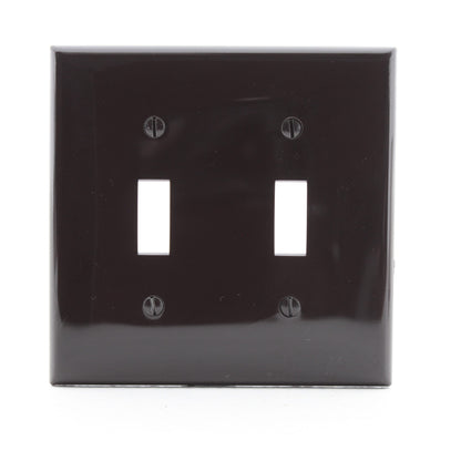 Leviton 80709 Brown 2-Gang Toggle Unbreakable Nylon Standard Wallplate Cover 2pc