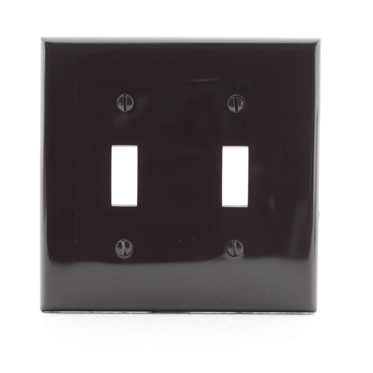 Leviton 80709 Brown 2-Gang Toggle Unbreakable Nylon Standard Wallplate Cover 2pc