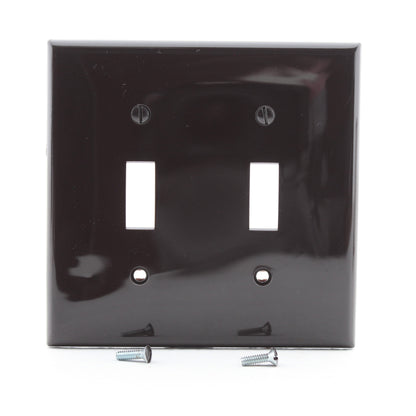 Leviton 80709 Brown 2-Gang Toggle Unbreakable Nylon Standard Wallplate Cover 2pc