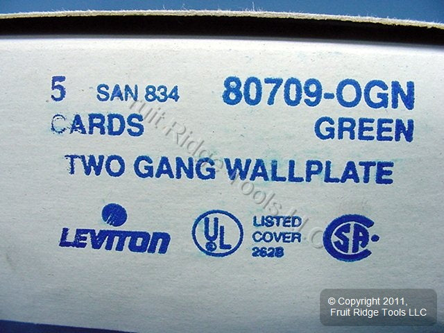 Leviton 80709-GN Green 2-Gang Toggle Switch Unbreakable Nylon Wallplates 5pcs