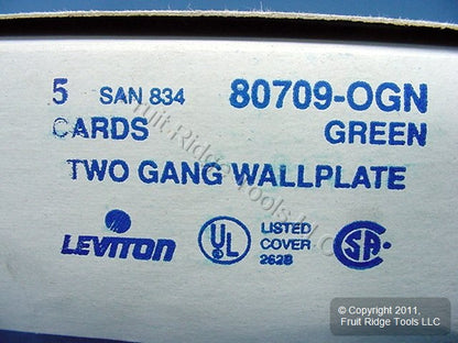 Leviton 80709-GN Green 2-Gang Toggle Switch Unbreakable Nylon Wallplates 5pcs
