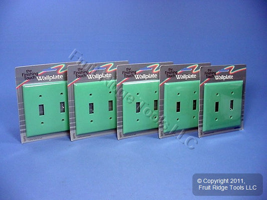 Leviton 80709-GN Green 2-Gang Toggle Switch Unbreakable Nylon Wallplates 5pcs