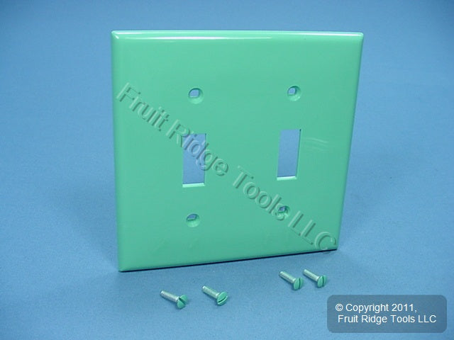 Leviton 80709-GN Green 2-Gang Toggle Unbreakable Nylon Standard Wallplate Cover