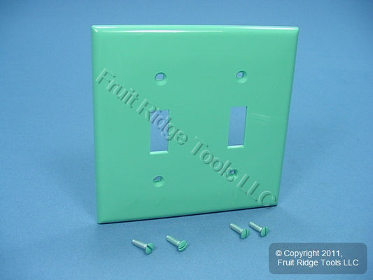 Leviton 80709-GN Green 2-Gang Toggle Unbreakable Nylon Standard Wallplate Cover
