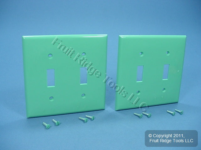 Leviton 80709-GN Green 2-Gang Toggle Switch Unbreakable Nylon Wallplates 2pcs
