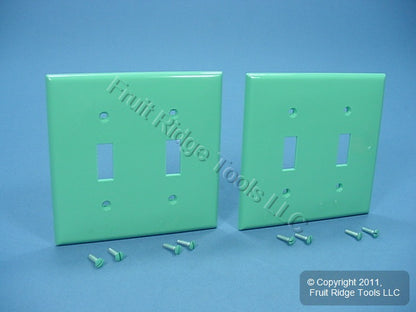 Leviton 80709-GN Green 2-Gang Toggle Switch Unbreakable Nylon Wallplates 2pcs
