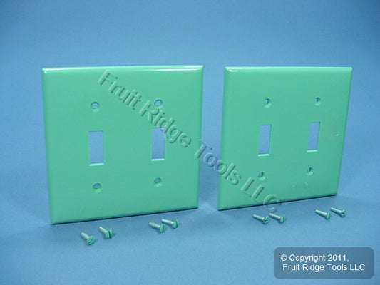 Leviton 80709-GN Green 2-Gang Toggle Switch Unbreakable Nylon Wallplates 2pcs