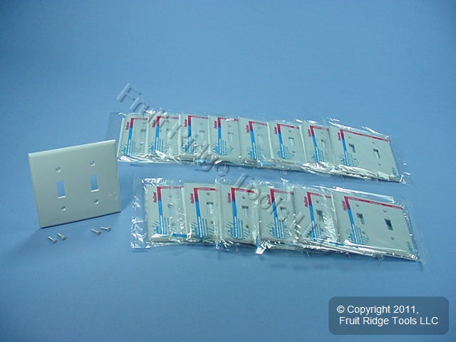 Leviton 80709-GY Gray 2-Gang Toggle Switch Unbreakable Nylon Wallplates 15pcs