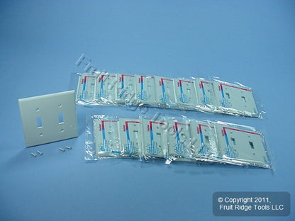 Leviton 80709-GY Gray 2-Gang Toggle Switch Unbreakable Nylon Wallplates 15pcs