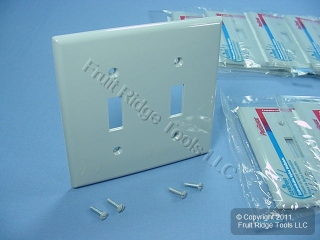 Leviton 80709-GY Gray 2-Gang Toggle Switch Unbreakable Nylon Wallplates 15pcs