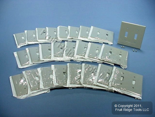 Leviton 80709-GY Gray 2-Gang Toggle Switch Unbreakable Nylon Wallplates 25pcs