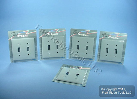 Leviton 80709-GY Gray 2-Gang Toggle Switch Nylon Wallplate Standard Cover 4-Pack