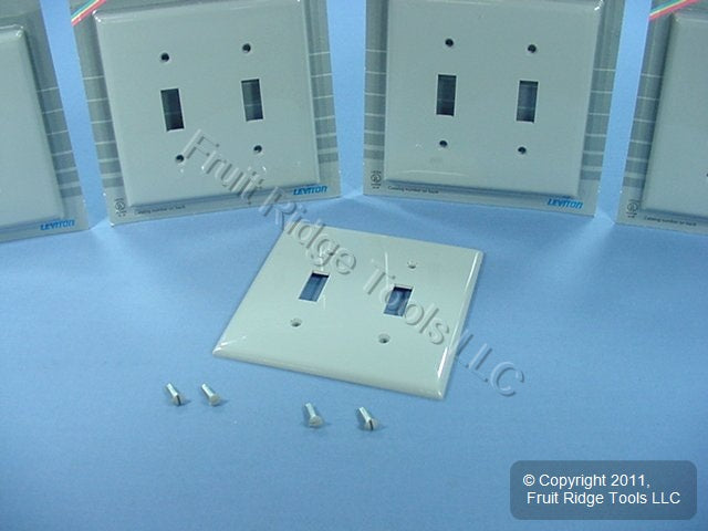 Leviton 80709-GY Gray 2-Gang Toggle Switch Nylon Wallplate Standard Cover 4-Pack