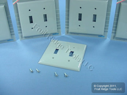Leviton 80709-GY Gray 2-Gang Toggle Switch Nylon Wallplate Standard Cover 4-Pack