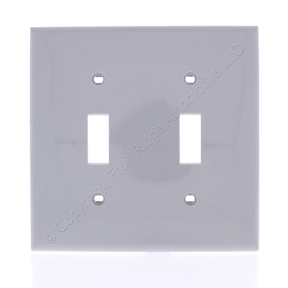 Leviton 80709-GY Gray 2-Gang Toggle Unbreakable Nylon Standard Wallplate Cover