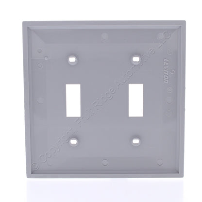 Leviton 80709-GY Gray 2-Gang Toggle Unbreakable Nylon Standard Wallplate Cover