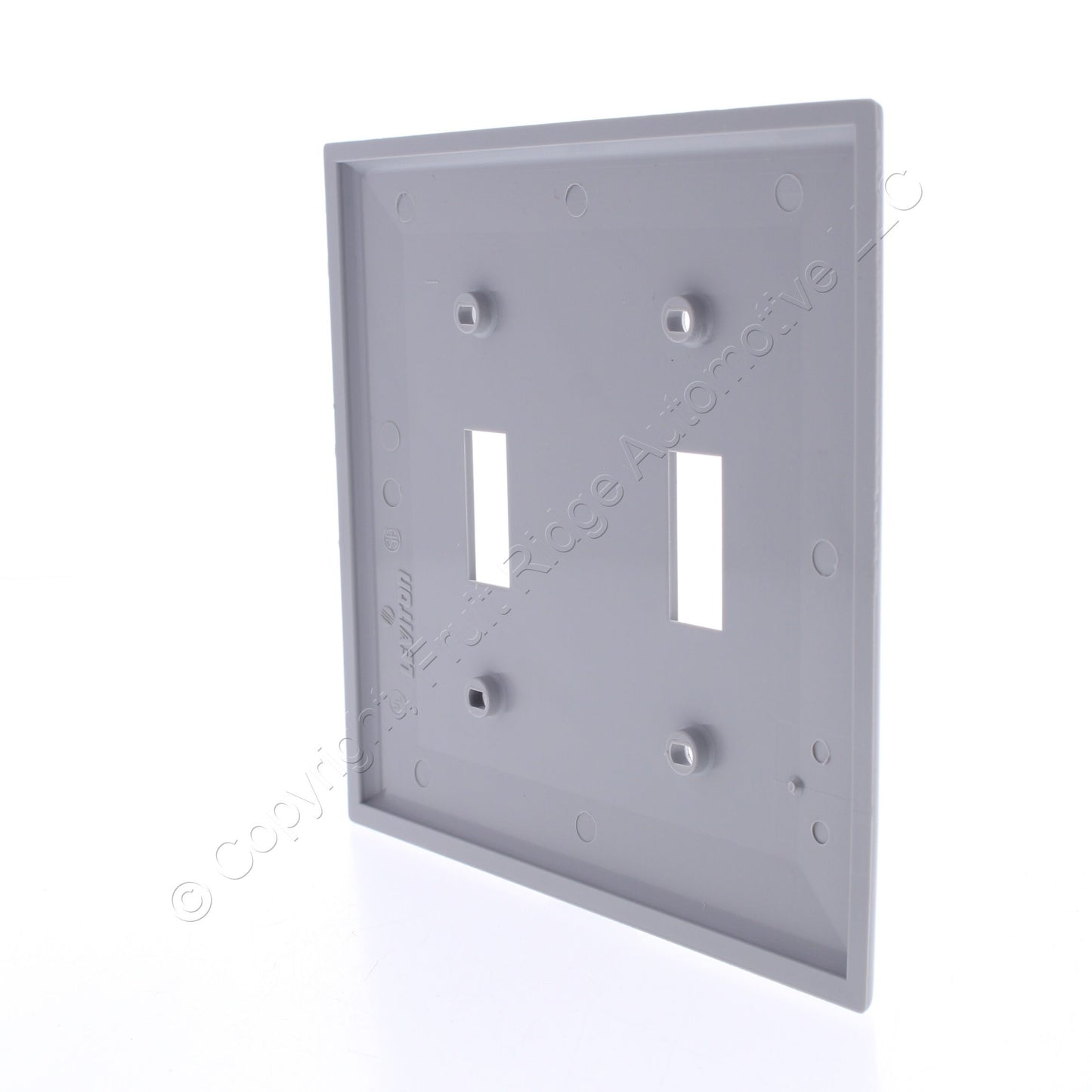 Leviton 80709-GY Gray 2-Gang Toggle Unbreakable Nylon Standard Wallplate Cover