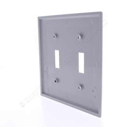 Leviton 80709-GY Gray 2-Gang Toggle Unbreakable Nylon Standard Wallplate Cover