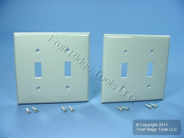 Leviton 80709-GY Gray 2-Gang Toggle Unbreakable Standard Wallplate Cover 2pcs