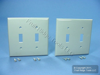 Leviton 80709-GY Gray 2-Gang Toggle Unbreakable Standard Wallplate Cover 2pcs
