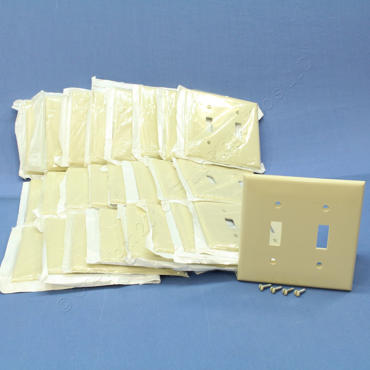 Leviton 80709-I Ivory 2-Gang Toggle Switch Unbreakable Nylon Wallplates 25pcs