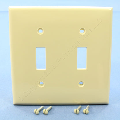 Leviton 80709-I Ivory 2-Gang Toggle Switch Unbreakable Nylon Wallplates 25pcs